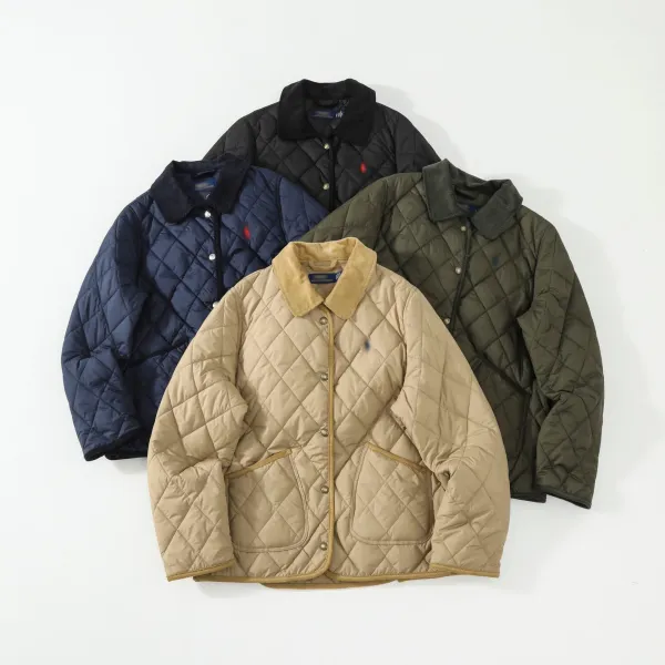 Ralph Lauren Quilted Diamond Stitch Jacket Army Green Outerwear - 13