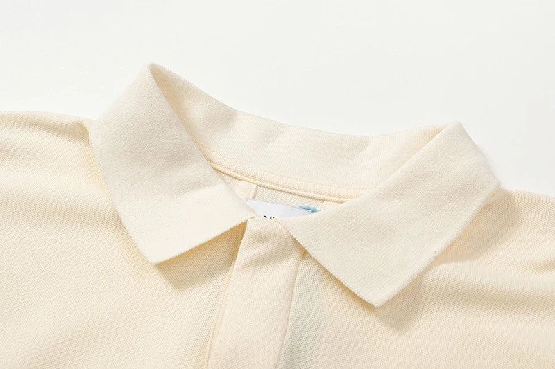 Design Polo Shirt Beige Oversized Short-Sleeve Polo Tops Polo - 3