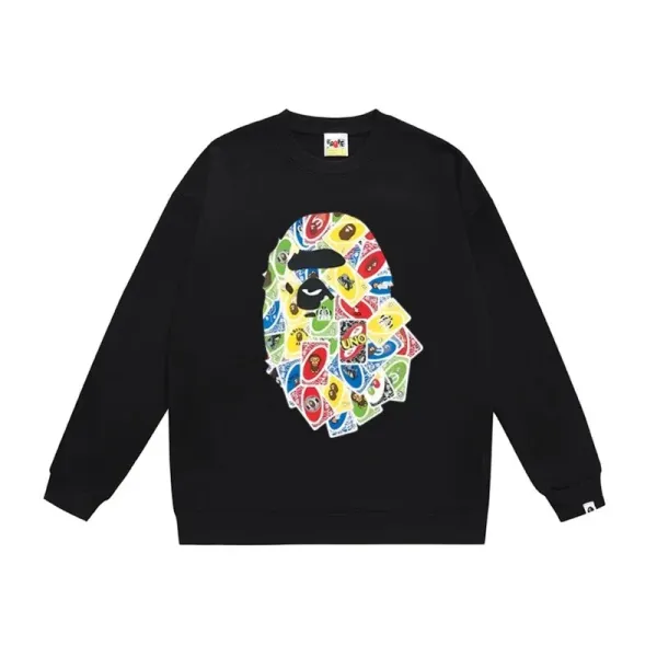 A Bathing Ape x UNO Collaboration猿人头印花 Black Hoodie - 1