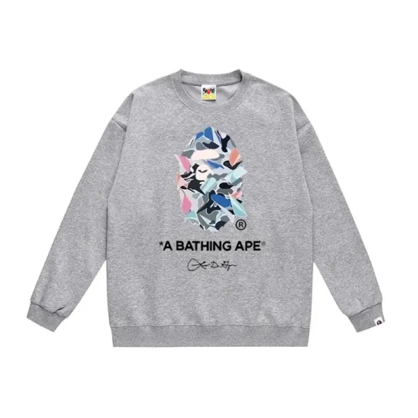 A Bathing Ape Camo Ape Head Graphic Hoodie Gray - 1