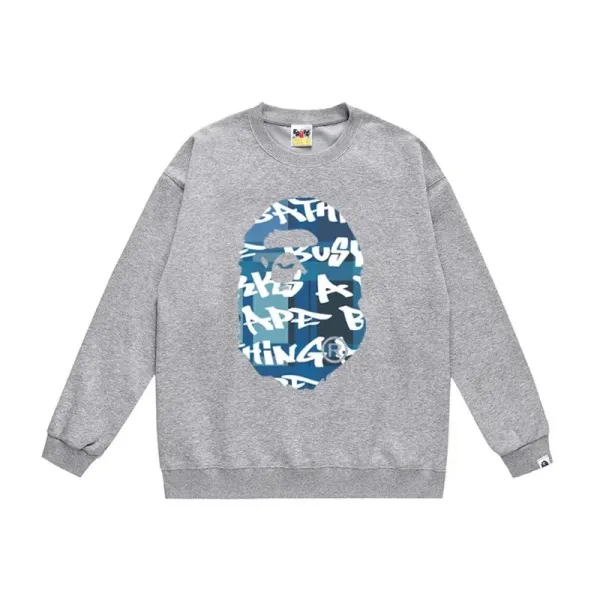 A Bathing Ape Camo Ape Head Graphic Gray Hoodie - 1