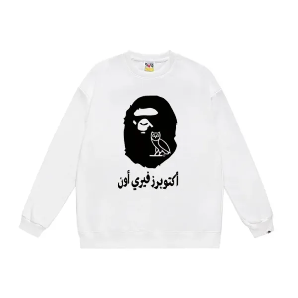A Bathing Ape x OVO Owl Ape Head White Hoodie - 1