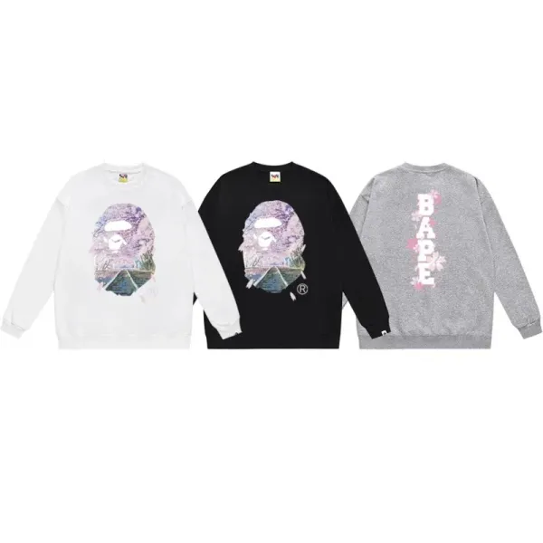 A Bathing Ape Paint Splatter Ape Head Gray Hoodie - 9