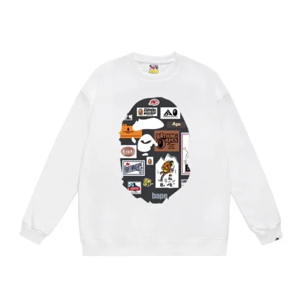 A Bathing Ape Sticker Patch Ape Head Hoodie White - 1