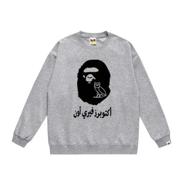 A Bathing Ape x OVO Owl Ape Head Gray Hoodie - 1