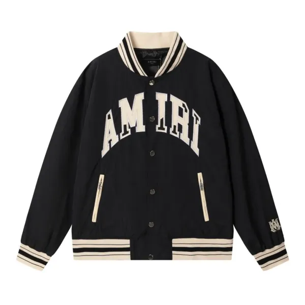 Amiri Arch Logo Varsity Jacket Black - 1