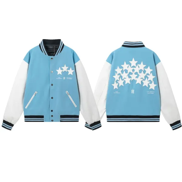 Off-White x Unknown Artist Star Varsity Jacket Light Blue - 1