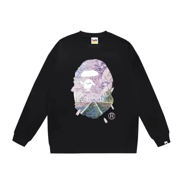 A Bathing Ape x Sakura Landscape Ape Head Black Hoodie - 1