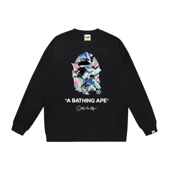 A Bathing Ape Camo Ape Head Black Hoodie - 1