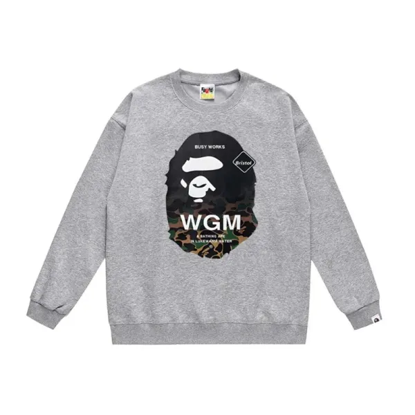 A Bathing Ape x Busy Works WGM Camo Ape Head Gray Hoodie - 1