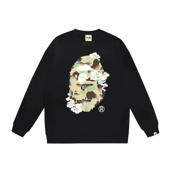 A Bathing Ape x Sanrio Bapesta Camo Cloud Sweatshirt Black - 1