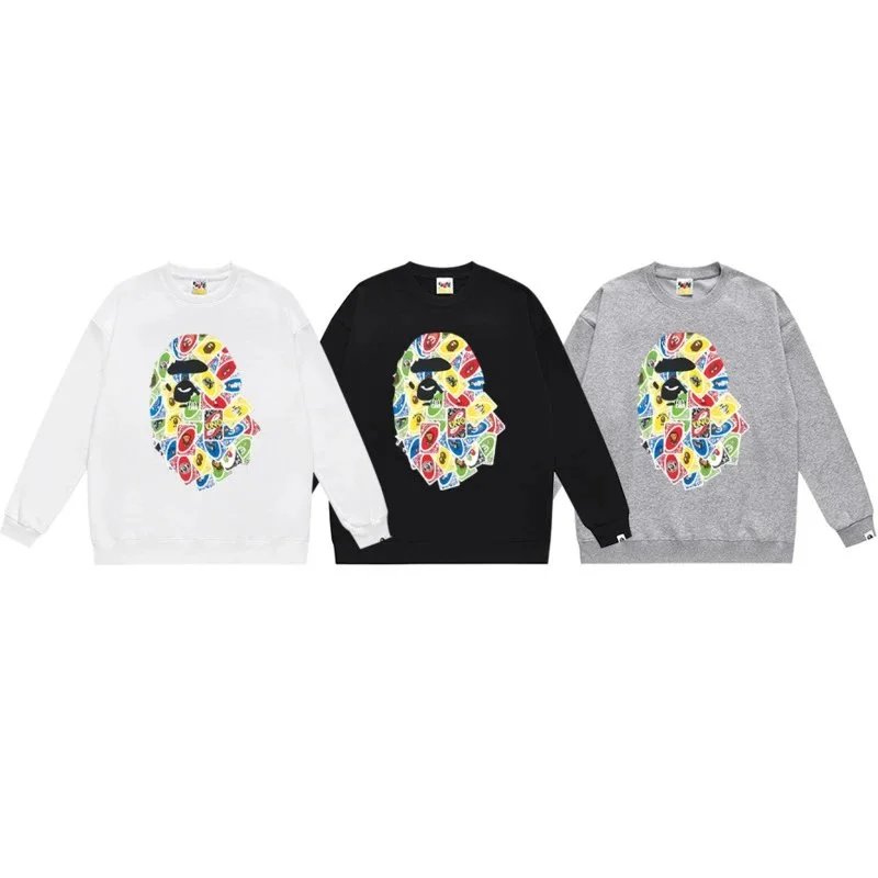 A Bathing Ape Paint Splatter Ape Head Gray Hoodie - 11