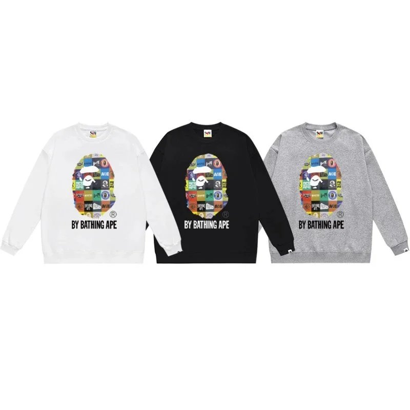 A Bathing Ape Paint Splatter Ape Head Gray Hoodie - 12