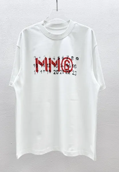 MM6 Maison Margiela Maison Margiela Tabi Number Print White T-Shirt T-Shirts - 1