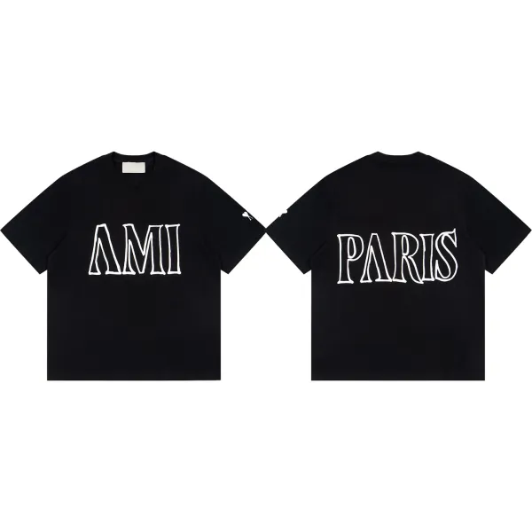 AMI Paris AMI Paris Black Outline Logo T-Shirt - 1