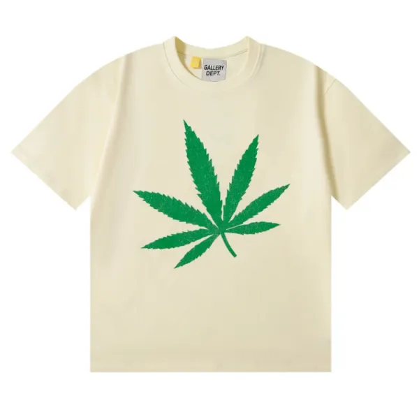 Gallery Dept Cannabis Leaf Graphic Beige T-Shirt - 1