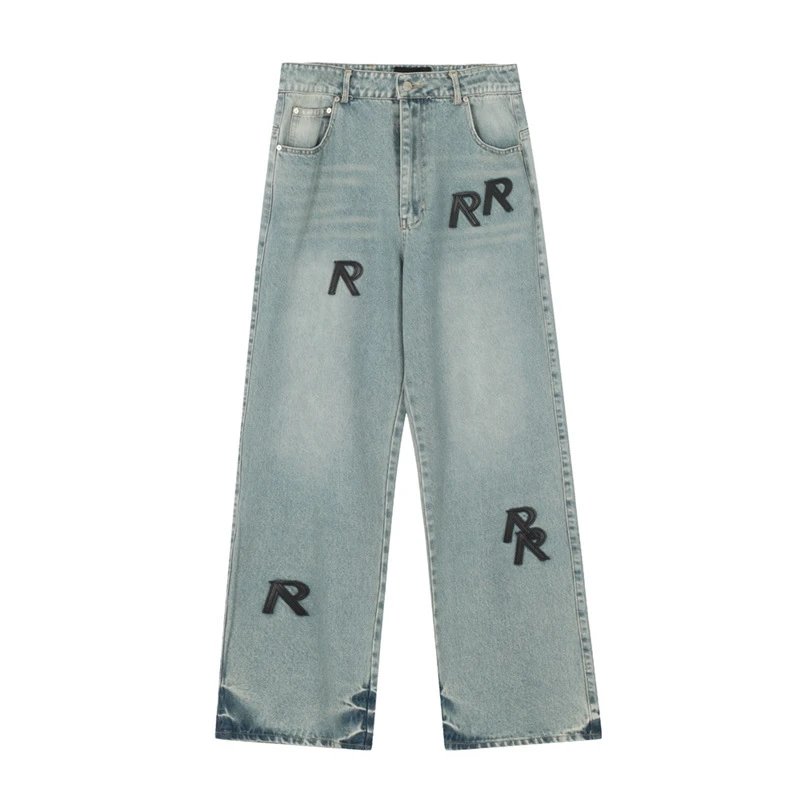 Water-Washed Straight Leg Denim Jeans photo 2