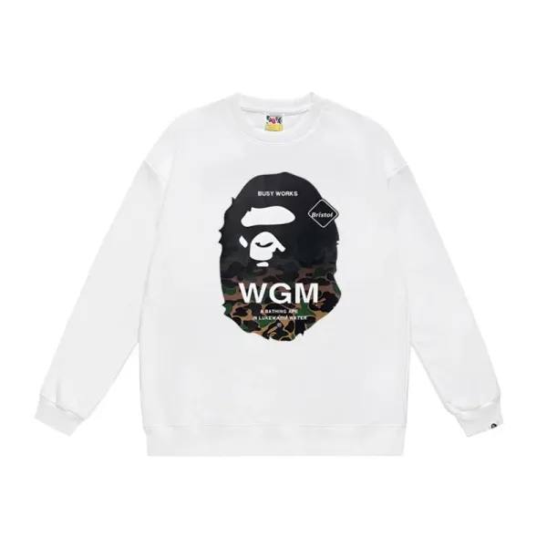 A Bathing Ape x Busy Works WGM Camo Ape Head White Hoodie - 1