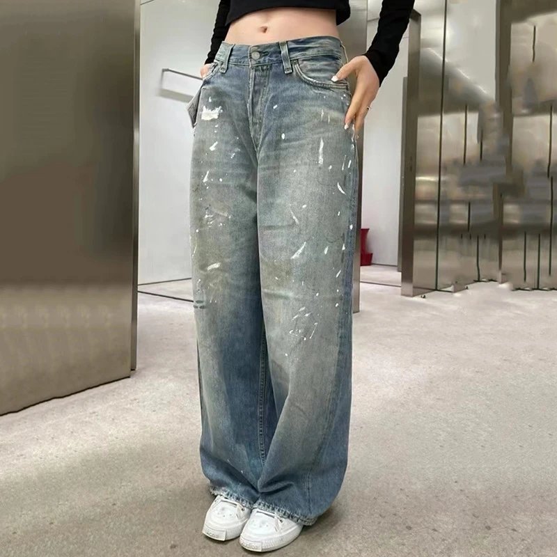 Acne Studios Jeans Wide-Leg Paint-Splatter image 3