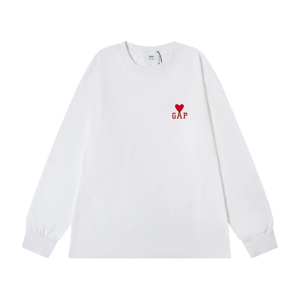 Ami x GAP Heart Logo Long-Sleeve T-Shirt White - 1