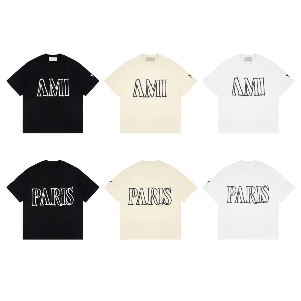 AMI Paris AMI Paris Black Outline Logo T-Shirt - 2