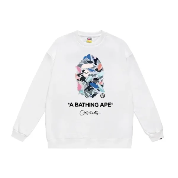 A Bathing Ape Camo Ape Head Graphic White Hoodie - 1