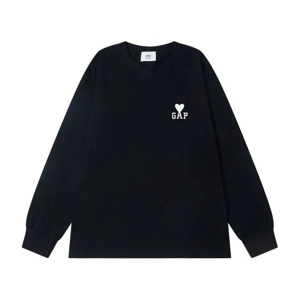 Ami x GAP Heart Logo Long-Sleeve T-Shirt Black - 1