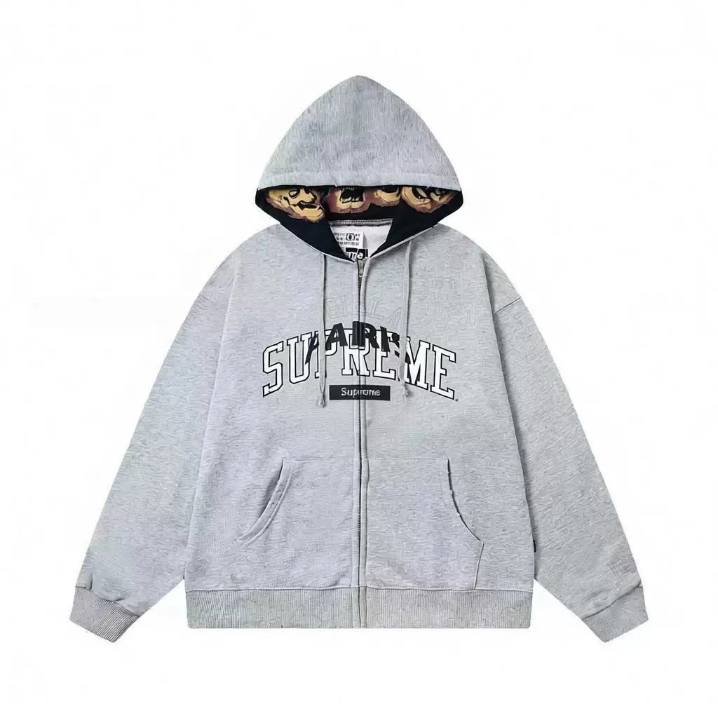 Supreme 1994 Grey Green Black Collegiate Zip-Up Hoodie