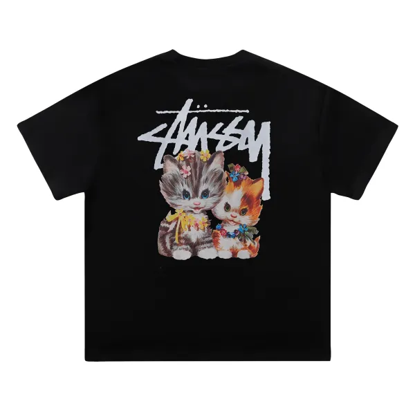 Stussy Kitten Print Black T-Shirt - 1