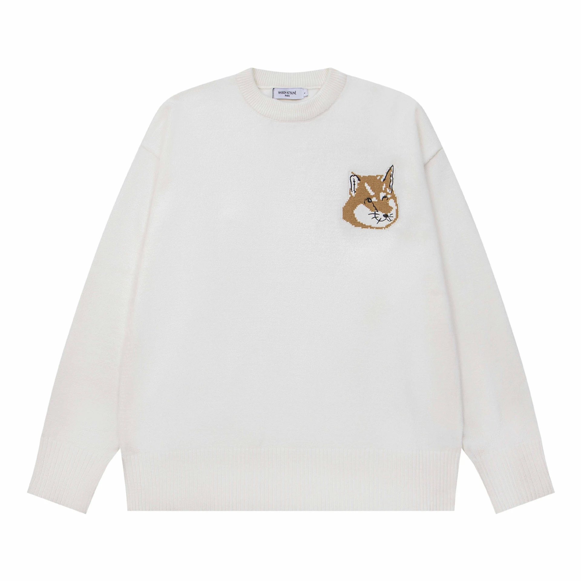 Maison Kitsuné Fox Embroidered Cream Sweater - 19