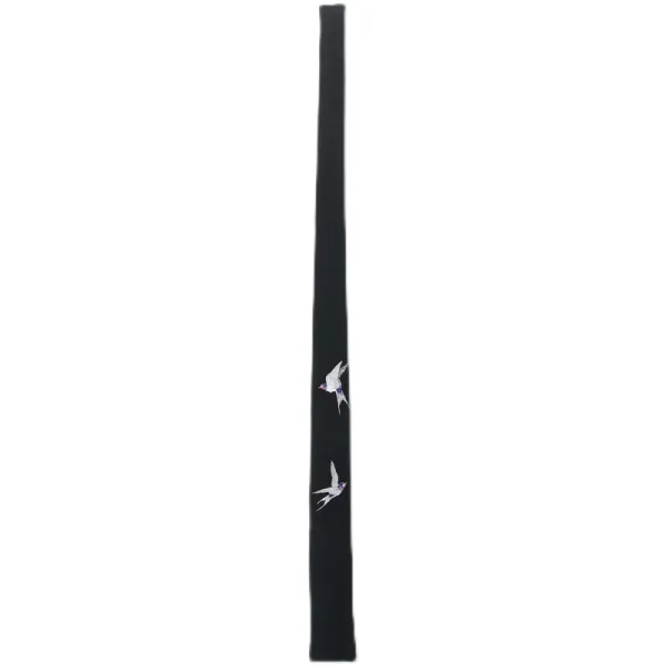 Design Embroidered Swallow Silk Scarf Black Scarves - 7