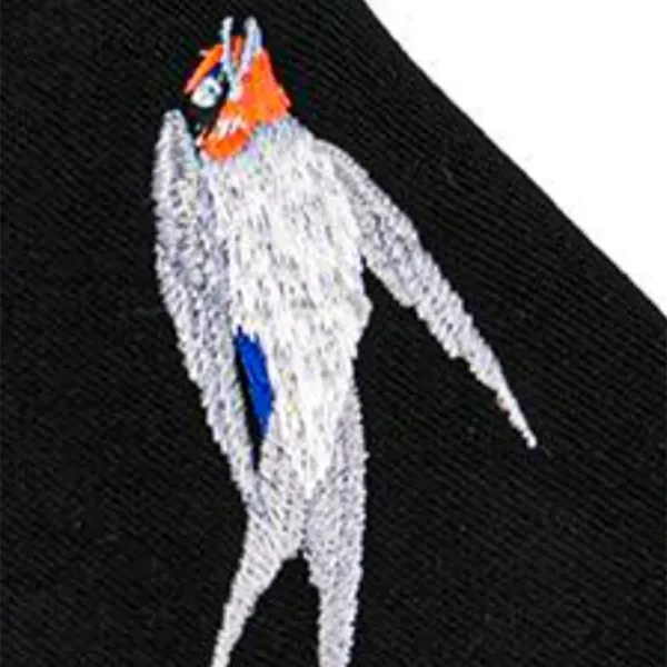 Design Embroidered Swallow Silk Scarf Black Scarves - 8