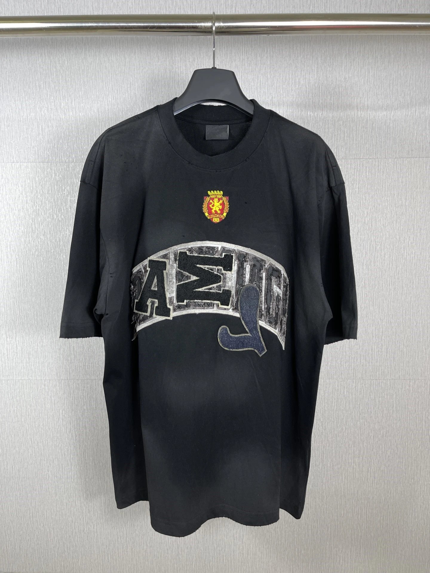 Black A$AP Rocky Oversized T-Shirt with Embroidered Logo - 136300
