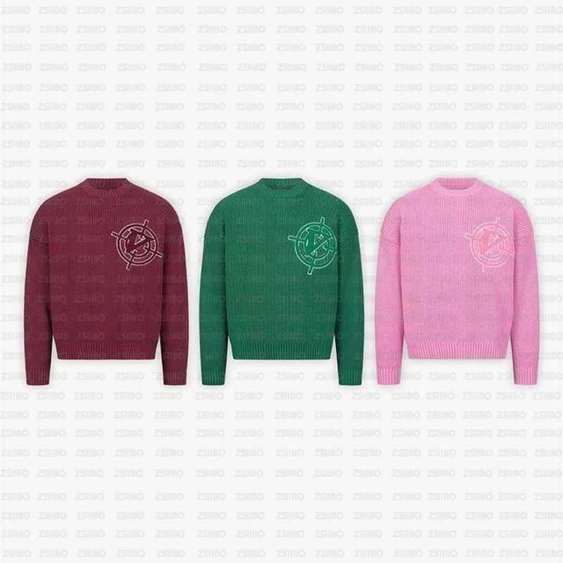 Unbranded Knitwear Ribbed Crewneck Knit Sweater with Circular Chest Motif image 6