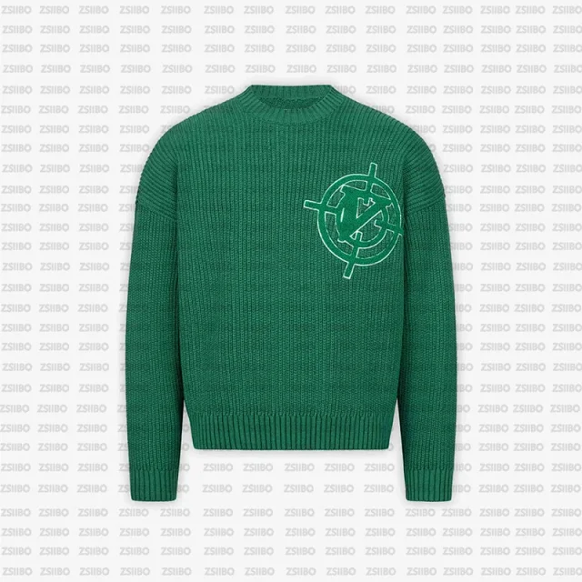 Unbranded Knitwear Ribbed Crewneck Knit Sweater with Circular Chest Motif product detail image 4