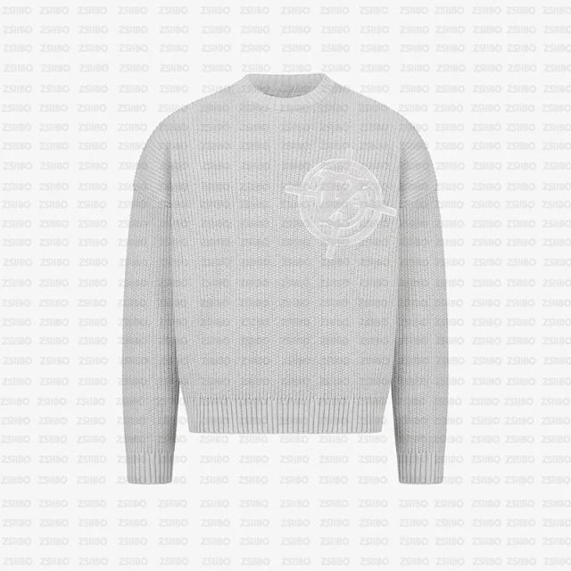 Unbranded Knitwear Ribbed Crewneck Knit Sweater with Circular Chest Motif product detail image 6