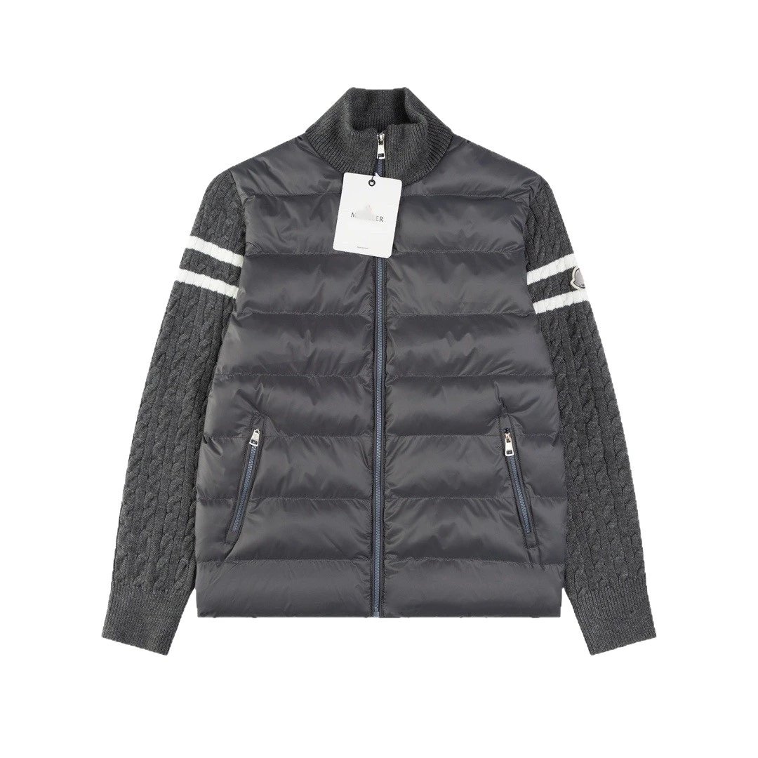 Standup collar zipper striped wool jacket 5