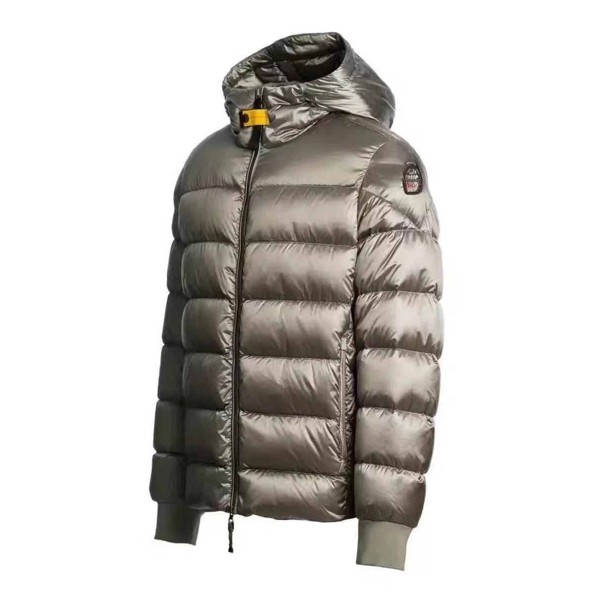 Down jacket with a hooded zipper and thick white duck down c 2