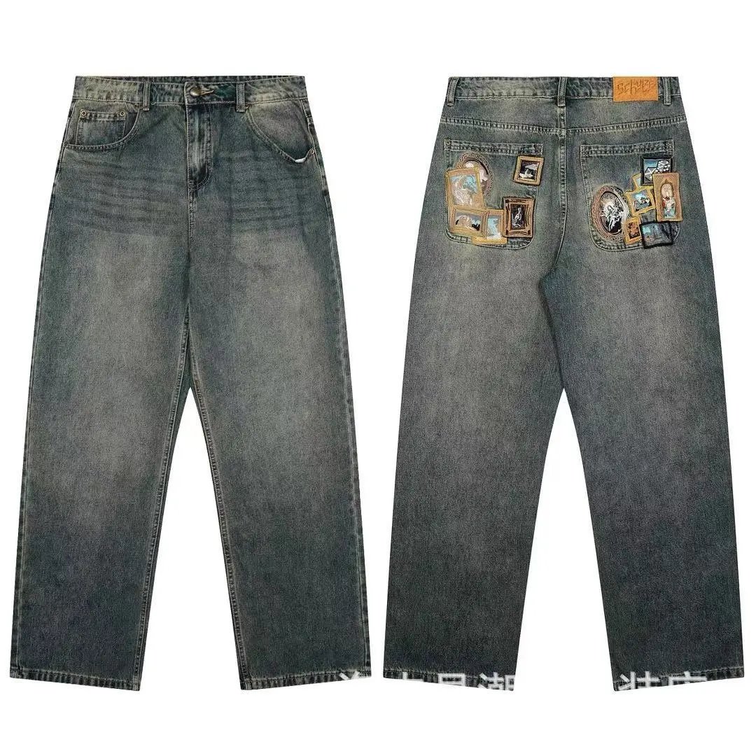 Casual long pants with plum blossom embroidery on the street 4