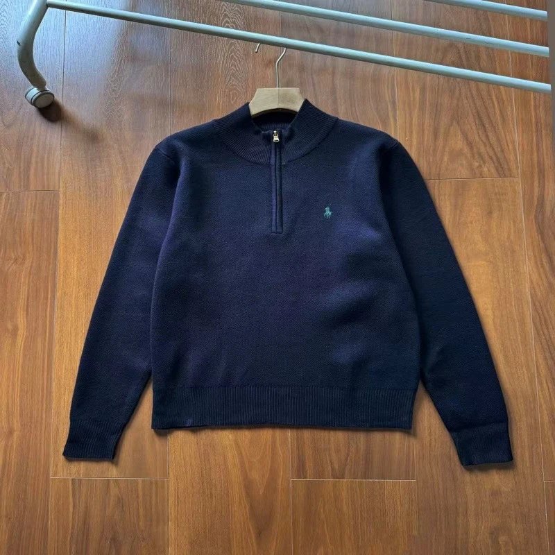 Semihigh neck zipper business casual sweater with embroider 4