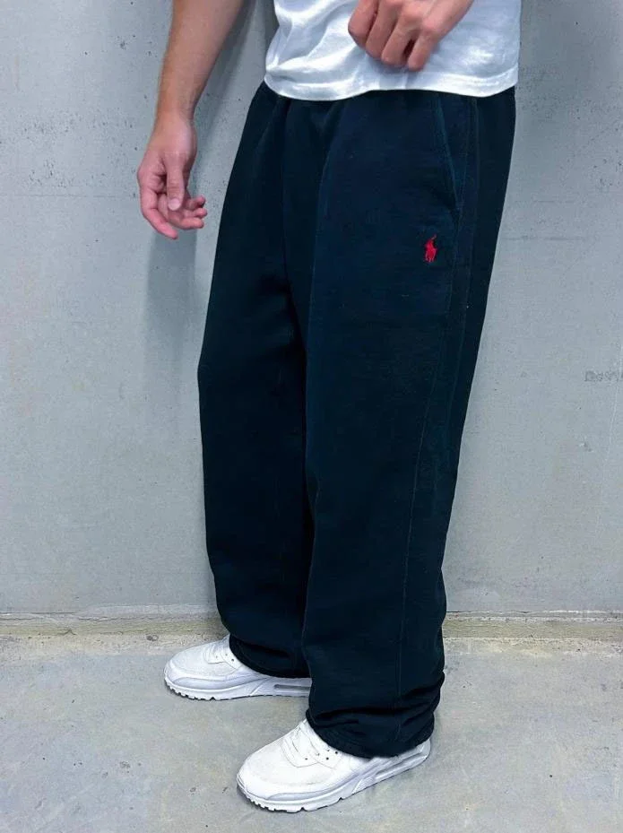 Ralph Lauren Pony Logo Off-White Wide-Leg Sweatpants