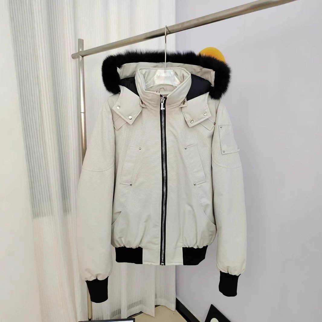 02 Moose Down Jacket Hooded Fox Fur Collar Mens 3q 3