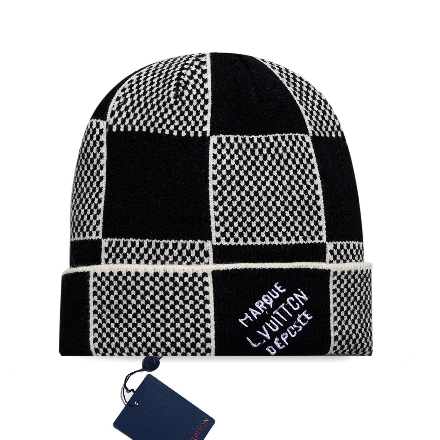 Louis Vuitton Damier Check Knit Beanie - rep czapki