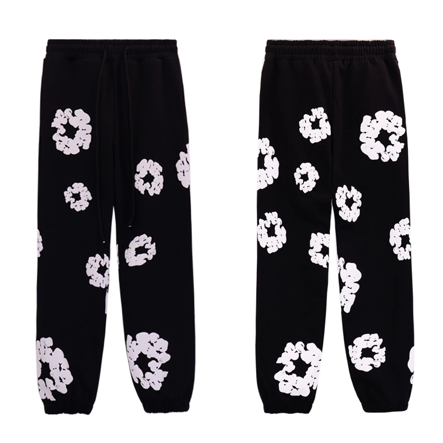 Black pants (white floral wreath)