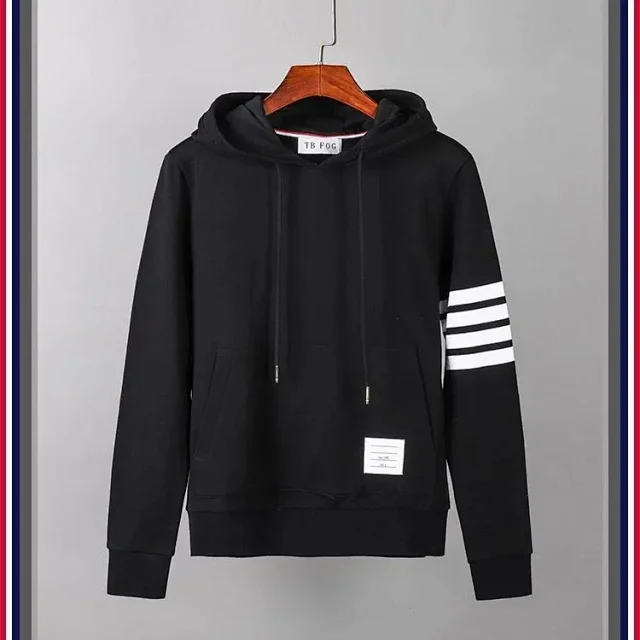 Unbranded Hoodies & Sweatshirts Four-stripe sleeve pullover hoodie product detail image 5