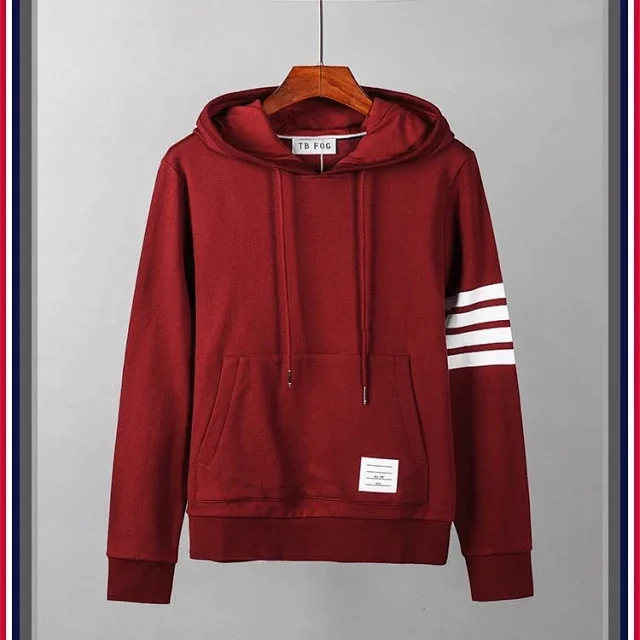 Unbranded Hoodies & Sweatshirts Four-stripe sleeve pullover hoodie product detail image 3