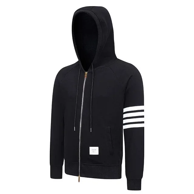 Unbranded Hoodies & Sweatshirts Four-stripe sleeve pullover hoodie product detail image 9