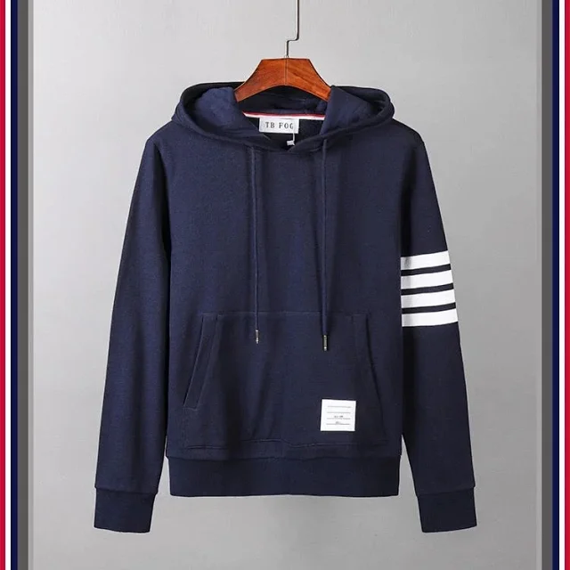 Unbranded Hoodies & Sweatshirts Four-stripe sleeve pullover hoodie product detail image 4