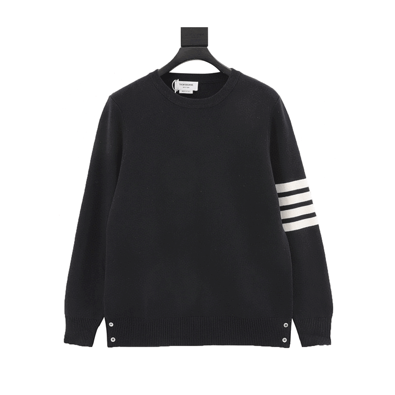Thom Browne Navy Wool Sweater with Four-Bar Stripe Sleeve product detail 2 in Litbuy spreadsheet finds