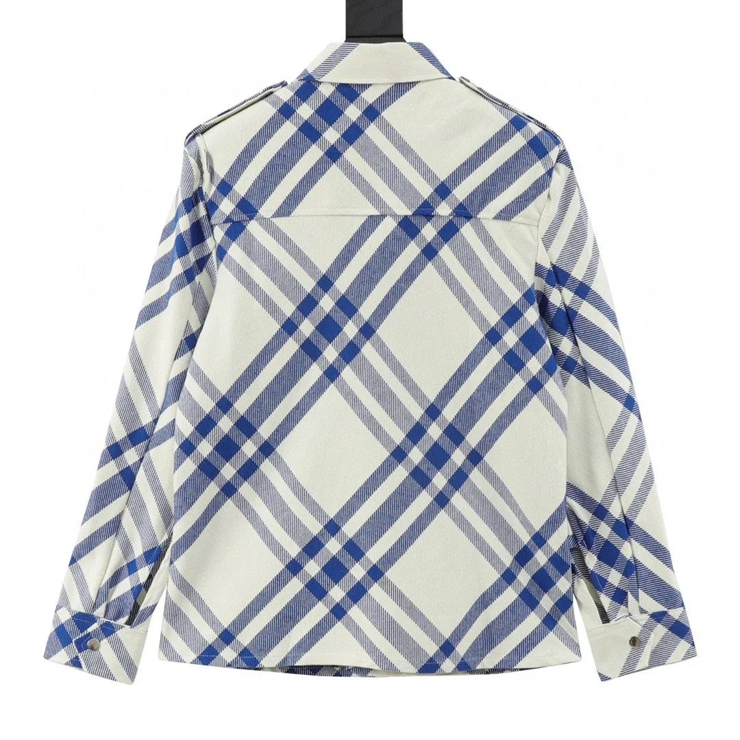 Burberry Classic斜格纹对格外套 Blue and Beige Plaid Shirt Jacket - 6